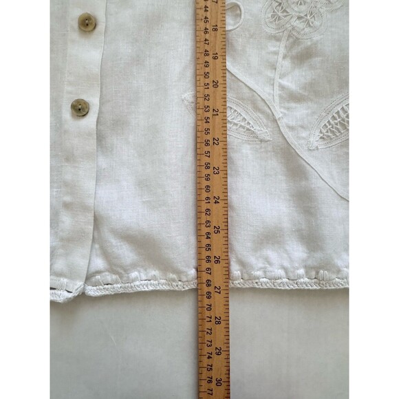 Vtg John Paul Richard Linen Shirt 3X Embroidered Short Sleeve Button Boxy Top - Picture 12 of 12